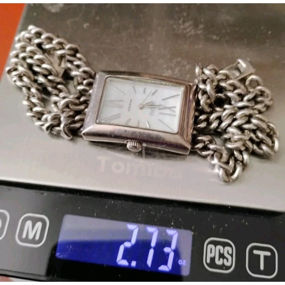 Ecclissi 33830 Sterling Silver 925 Triple Strand Chain Watch MOP Fresh Battery